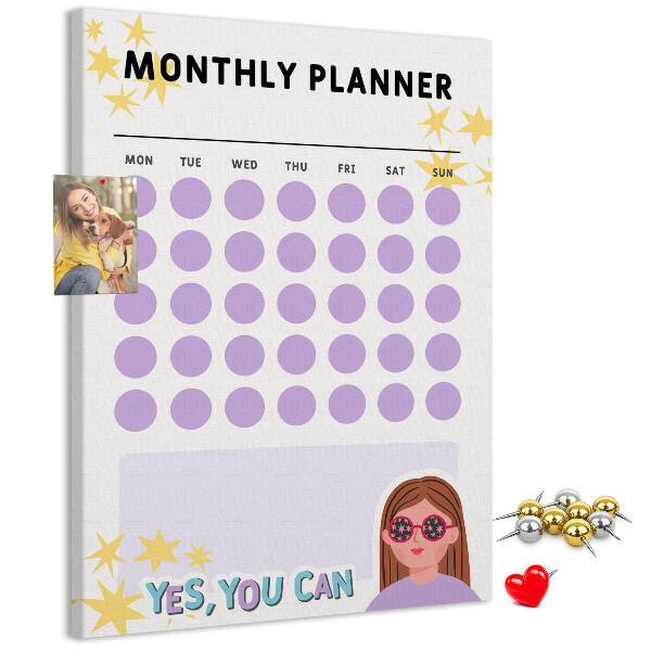 Kurk bedrukken maandplanner met gekleurde stippen