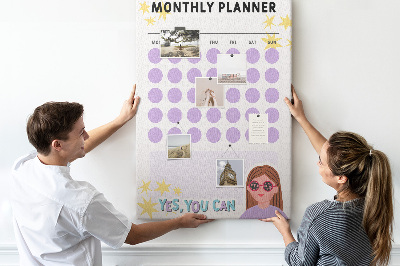 Kurk bedrukken maandplanner met gekleurde stippen