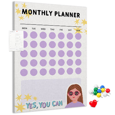 Kurk bedrukken maandplanner met gekleurde stippen