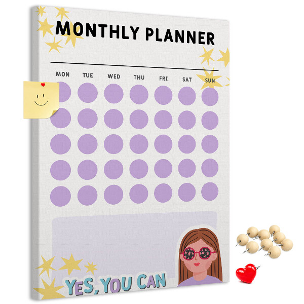 Kurk bedrukken maandplanner met gekleurde stippen