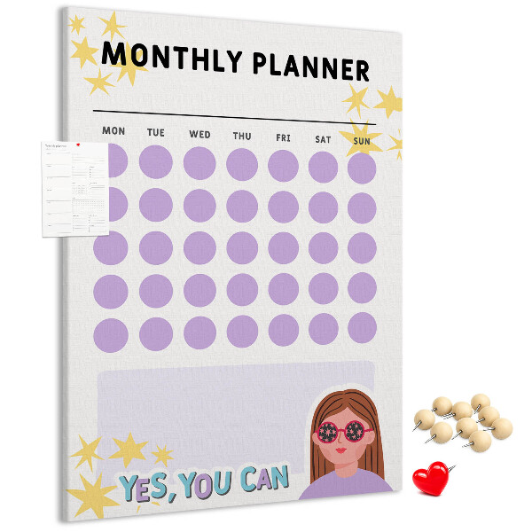 Kurk bedrukken maandplanner met gekleurde stippen