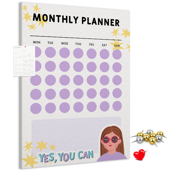 Kurk bedrukken maandplanner met gekleurde stippen