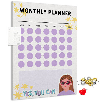 Kurk bedrukken maandplanner met gekleurde stippen