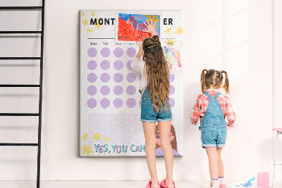 Kurk bedrukken maandplanner met gekleurde stippen