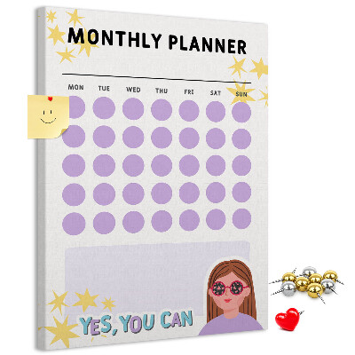 Kurk bedrukken maandplanner met gekleurde stippen