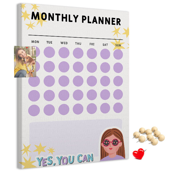 Kurk bedrukken maandplanner met gekleurde stippen