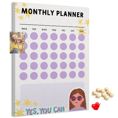 Kurk bedrukken maandplanner met gekleurde stippen