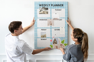 Kurken memobord weekplanner met een schattige kat