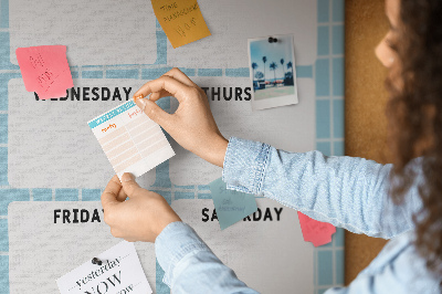 Kurken memobord weekplanner met een schattige kat