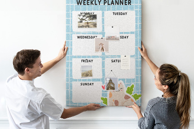 Kurken memobord weekplanner met een schattige kat
