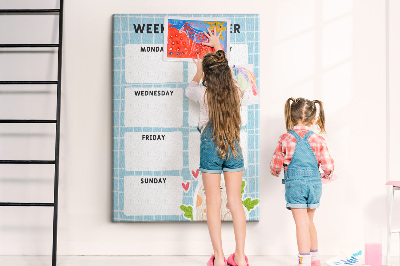 Kurken memobord weekplanner met een schattige kat
