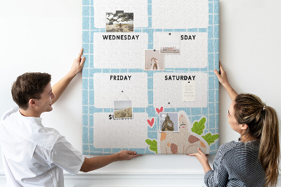 Kurken memobord weekplanner met een schattige kat
