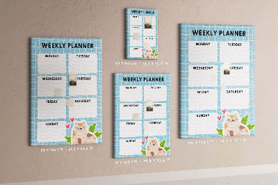 Kurken memobord weekplanner met een schattige kat