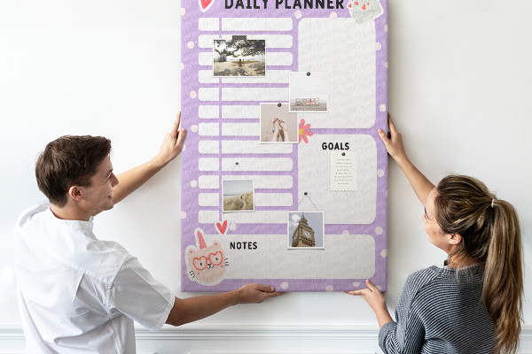 Dagplanner van kurk in pastelkleuren
