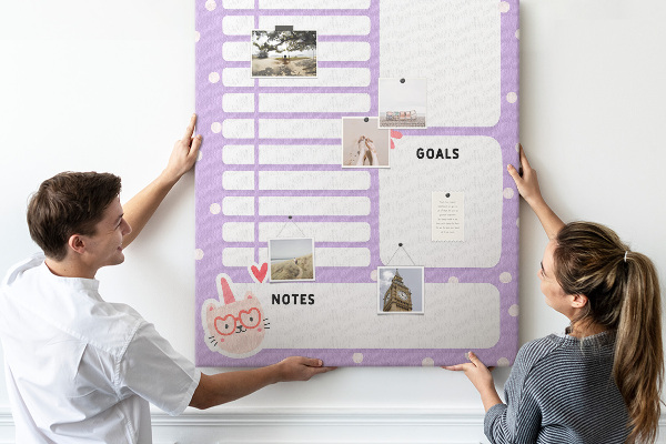 Dagplanner van kurk in pastelkleuren