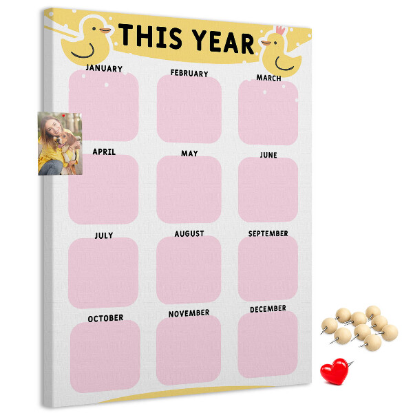 Kurk kalender met vrolijk vogelmotief