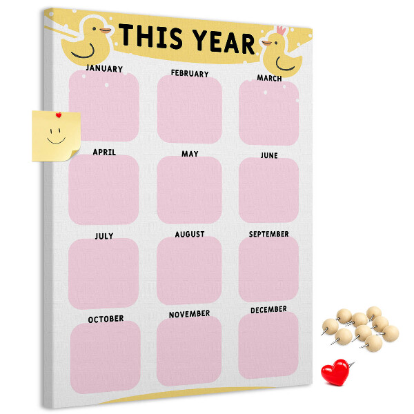 Kurk kalender met vrolijk vogelmotief