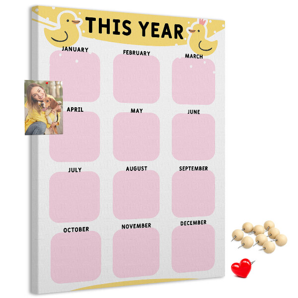 Kurk kalender met vrolijk vogelmotief