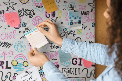 Kurken memobord met thema sportieve energie en meidenkracht