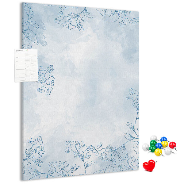 Kurk bedrukken fijne blauwe bloemen op een aquarelachtergrond