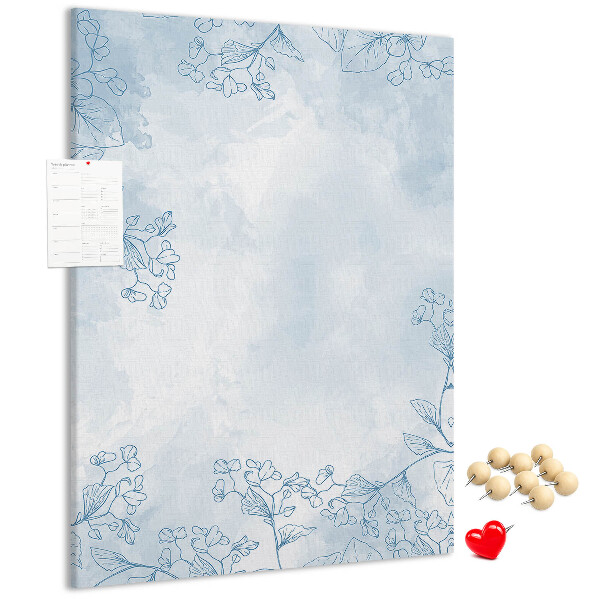 Kurk bedrukken fijne blauwe bloemen op een aquarelachtergrond