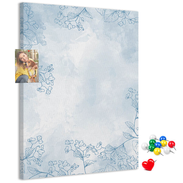 Kurk bedrukken fijne blauwe bloemen op een aquarelachtergrond