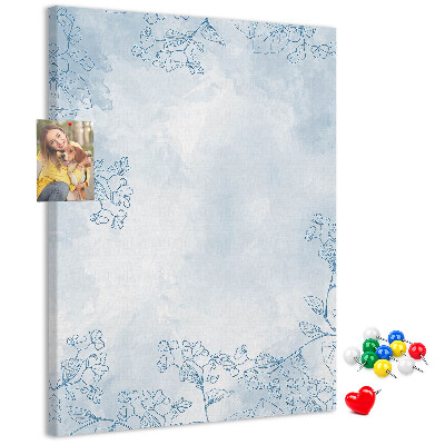 Kurk bedrukken fijne blauwe bloemen op een aquarelachtergrond