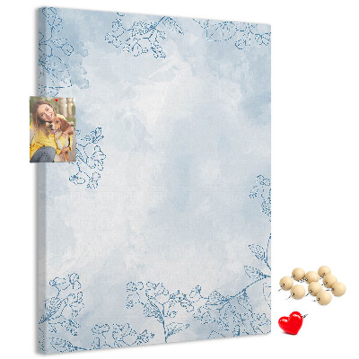 Kurk bedrukken fijne blauwe bloemen op een aquarelachtergrond