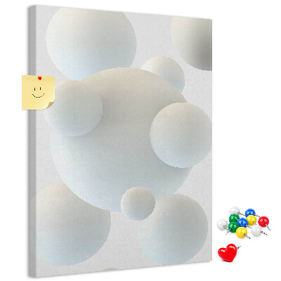 Memobord van kurk met print van abstracte witte bollen