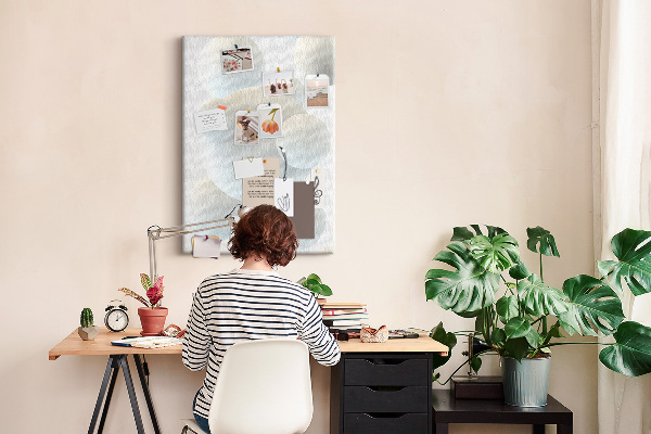 Memobord van kurk met print van abstracte witte bollen