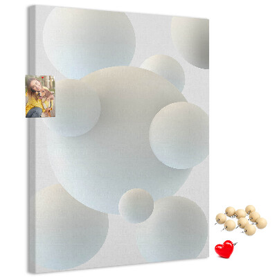 Memobord van kurk met print van abstracte witte bollen