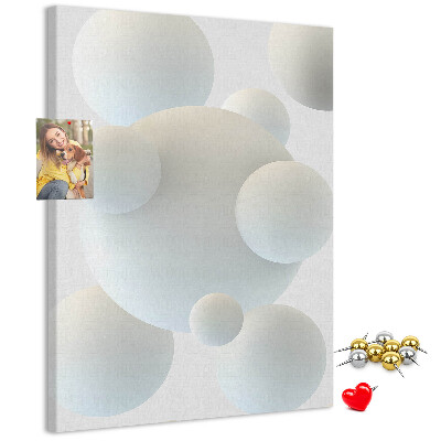 Memobord van kurk met print van abstracte witte bollen