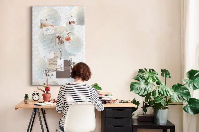 Memobord van kurk met print van abstracte witte bollen