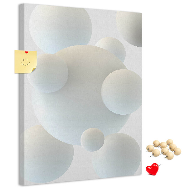 Memobord van kurk met print van abstracte witte bollen