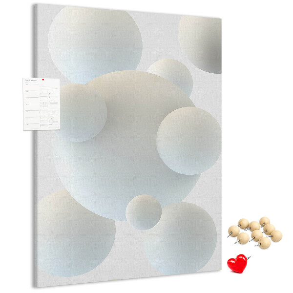 Memobord van kurk met print van abstracte witte bollen