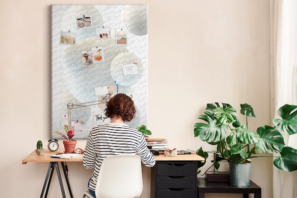 Memobord van kurk met print van abstracte witte bollen