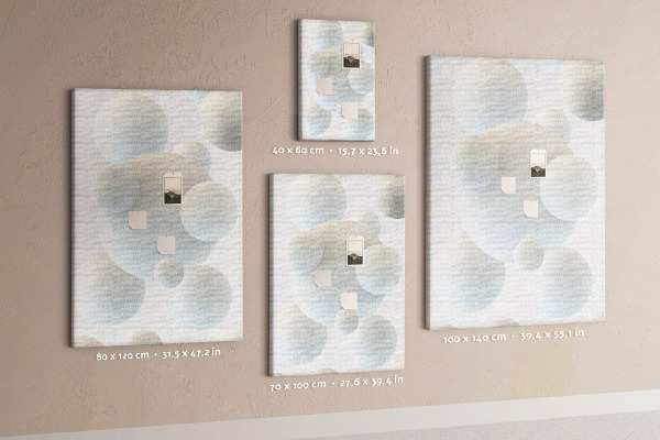 Memobord van kurk met print van abstracte witte bollen