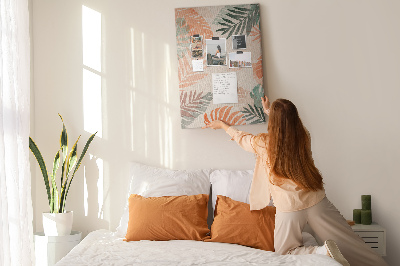 Kurk bedrukken met tropische bladeren in delicate kleuren