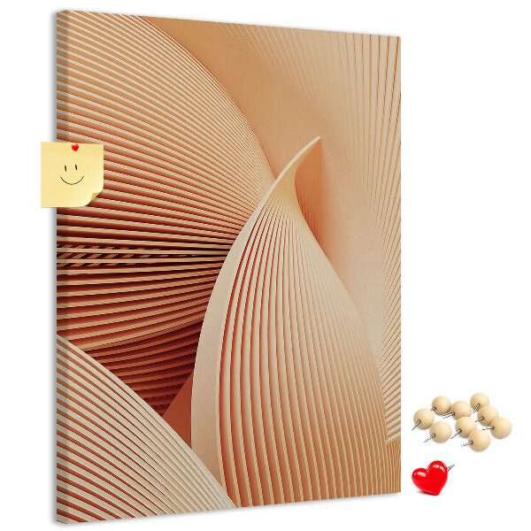 Kurken memobord met golvend patroon in beigetinten