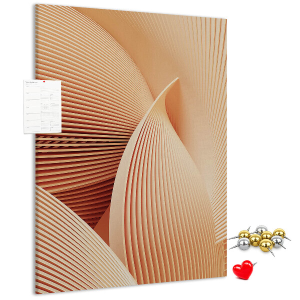 Kurken memobord met golvend patroon in beigetinten