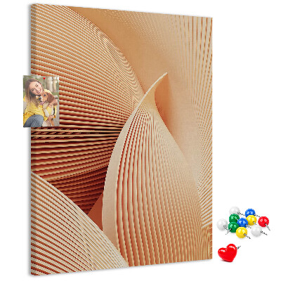Kurken memobord met golvend patroon in beigetinten