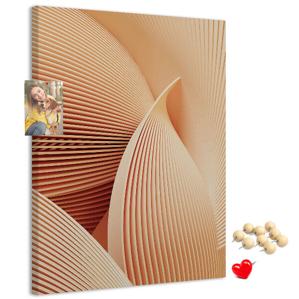 Kurken memobord met golvend patroon in beigetinten