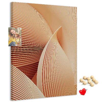 Kurken memobord met golvend patroon in beigetinten