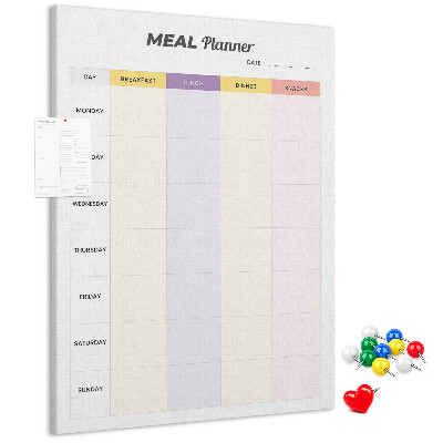 Kurken prikbord met maaltijdplanner voor de hele week