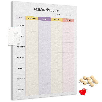 Kurken prikbord met maaltijdplanner voor de hele week