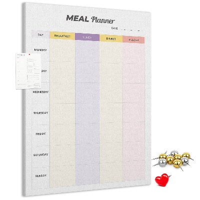 Kurken prikbord met maaltijdplanner voor de hele week