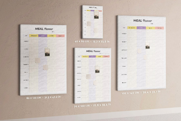 Kurken prikbord met maaltijdplanner voor de hele week