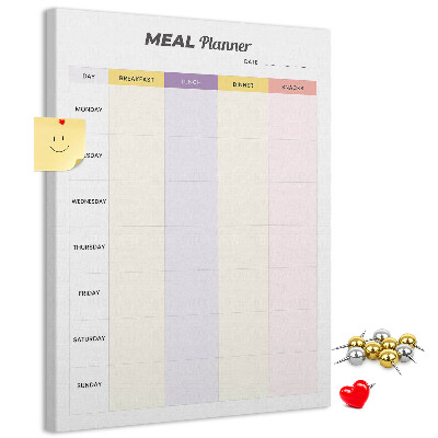 Kurken prikbord met maaltijdplanner voor de hele week