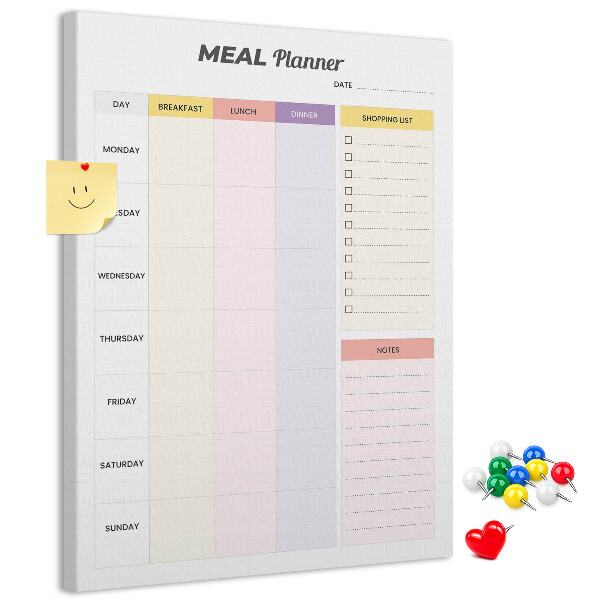 Maaltijdplanner met gekleurde secties en bedrukking