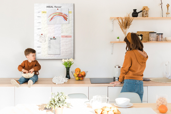 Maaltijdplanner met gekleurde secties en bedrukking